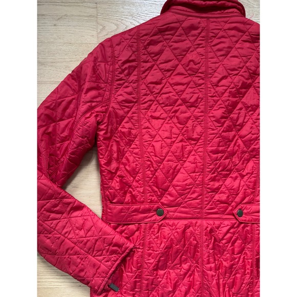 Barbour Flyweight Cavalry Quilted Jacket Red Snap Button Zip Tailor Women US 4 - Picture 9 of 10